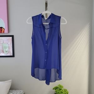 Blue sheer sleeveless